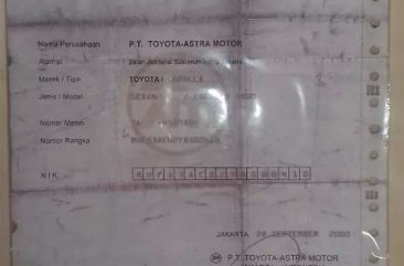 Toyota Corolla 2000 bebas kecelakaan